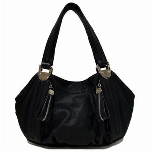 B. Makowsky Black Leather Shoulder Bag